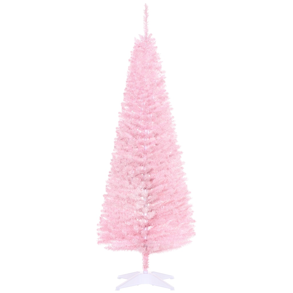 HOMCOM Artificial Pencil Tree - Slim, Realistic Branch Tips, Plastic Stand, Pink