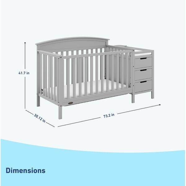 dimension image slide 0 of 4, Graco Benton 4-in-1 Convertible Crib and Changer – GREENGUARD Gold Certified, Crib and Changing Table Combo