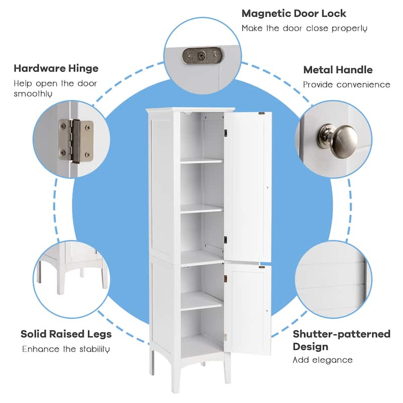 Costway Bathroom Storage Freestanding Cabinet Linen Tower Kitchen - See Details