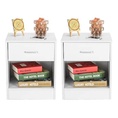 2pcs NightStands with Drawer, White Night Stands