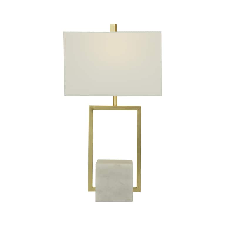 Marble Geometric Room Table Lamp with Square Shade - Gold or Silver - CosmoLiving by Cosmopolitan - Gold
