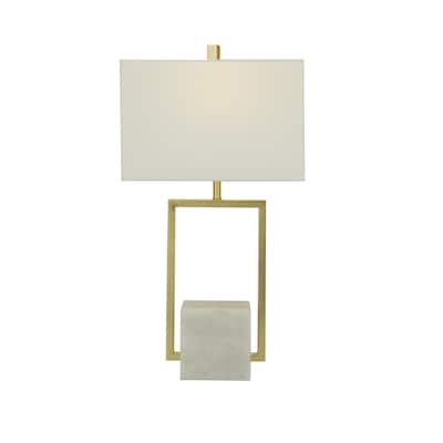 Marble Geometric Room Table Lamp with Square Shade - Gold or Silver - CosmoLiving by Cosmopolitan