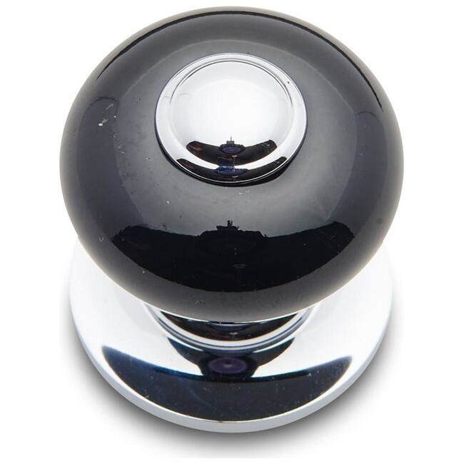 RK International CK-31-FLAT-BTN-SM Porcelain 1" Round Classic Flat - Chrome / Black