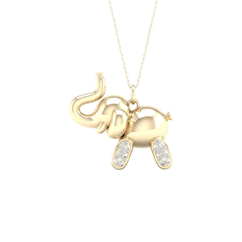 1/10ct TDW Diamond Charm Animal Pendant Necklace in Silver for Women