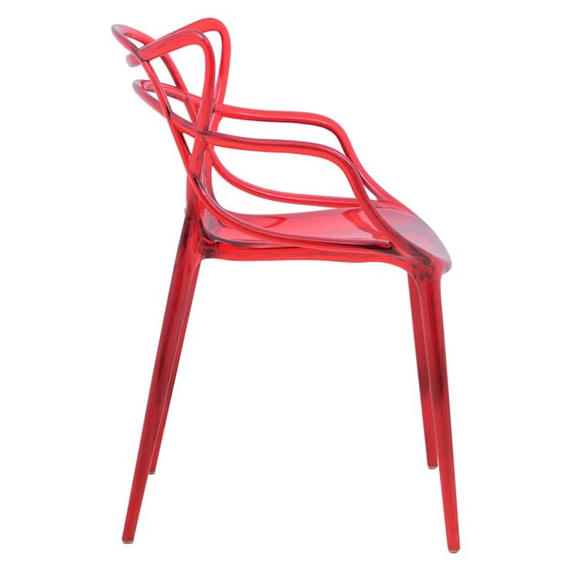 LeisureMod Milan Modern Wire Design Chair, Set of 2 - Red - 23 x 32.5 x 17.5