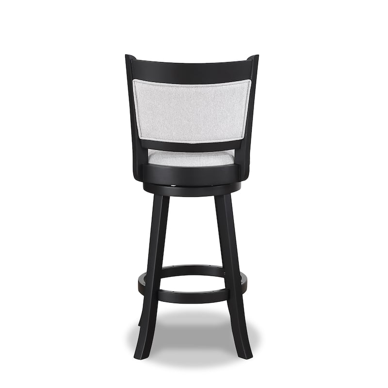 2Pc Swivel Pub Stools Counter Height Chair Upholstered Seat Footrest Wooden Dining Room Furniture Black/Dove