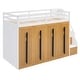 preview thumbnail 9 of 11, Modern Loft Bed with Two-Tone Storage Stairs and Pull-Out Wardrobes, Twin Size