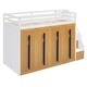 preview thumbnail 12 of 35, Twin Loft Bed with 2-Tone Storage Stairs and Pull-Out Wardrobes, White