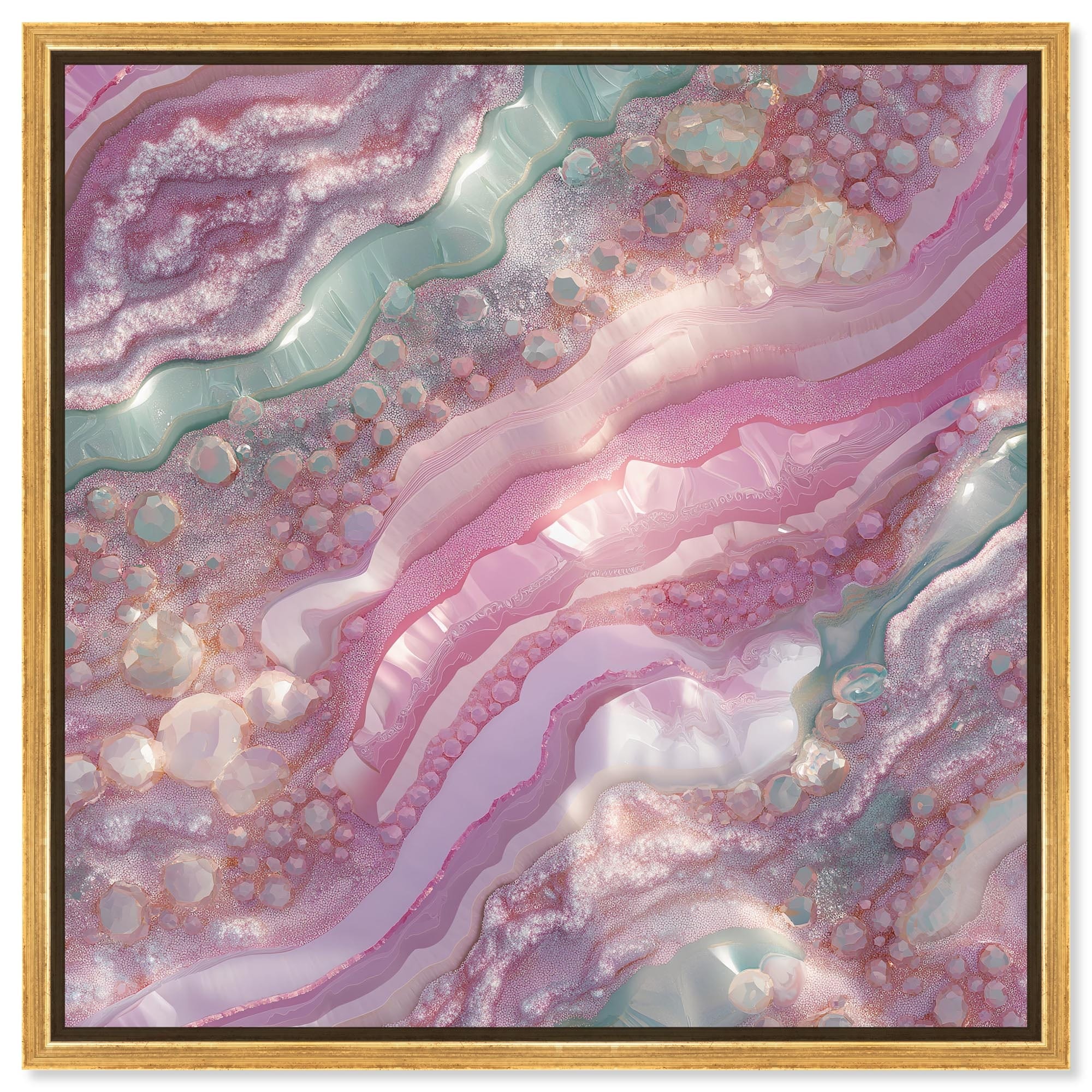 Pink and Mint Crystal I Canvas by Art Remedy