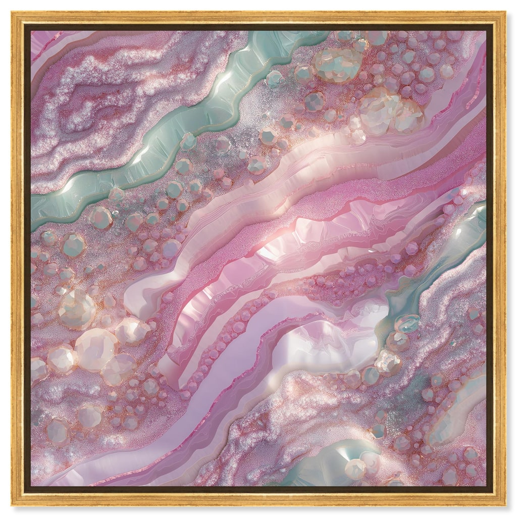 Pink and Mint Crystal I Canvas by Art Remedy