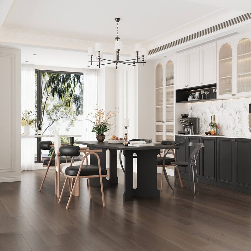 Rectangular Dining Table, Full Wood Grain Finish, Spacious Kitchen Table Working Desk