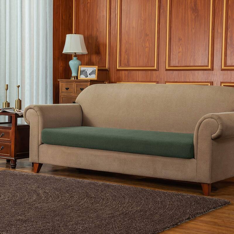 Subrtex Stretch Loveseat Cushion Cover Textured Grid Furniture Covers - Olive Drab