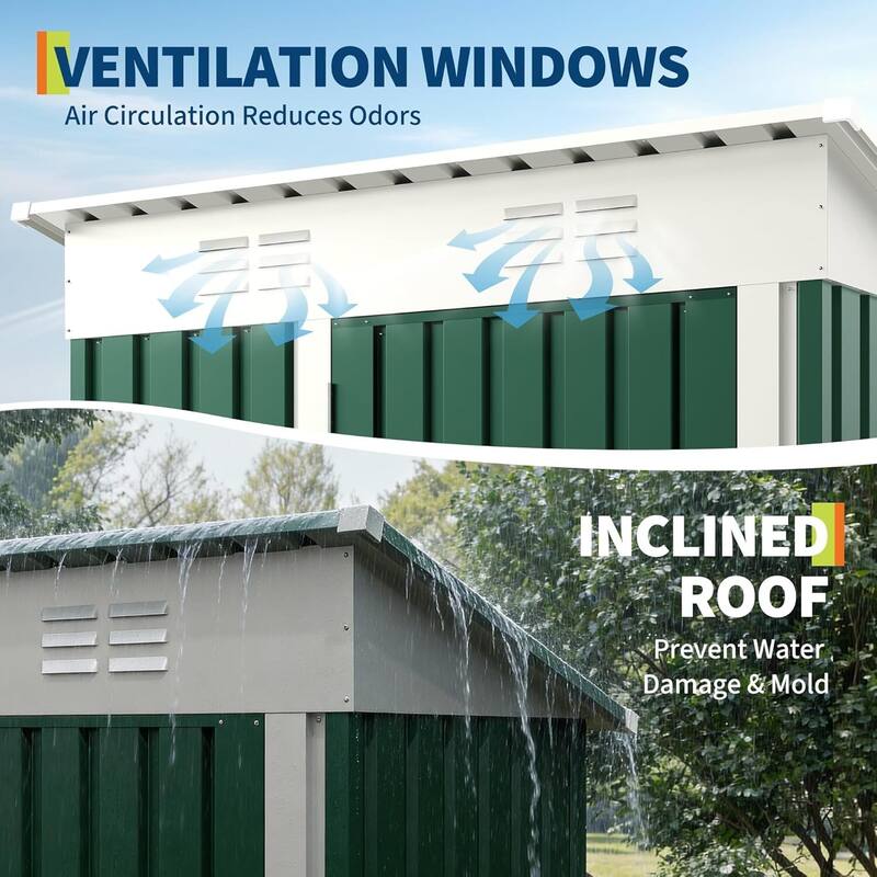 5×3FT Storage Shed Metal Tool Garden Shed for Garden, Backyard, Patio