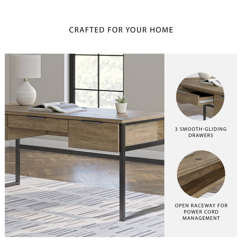 Signature Design by Ashley Montia Light Brown 67" Home Office Desk