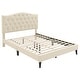 preview thumbnail 4 of 13, Beige Arched Diamond Tufted Upholstered Full Platform Bed