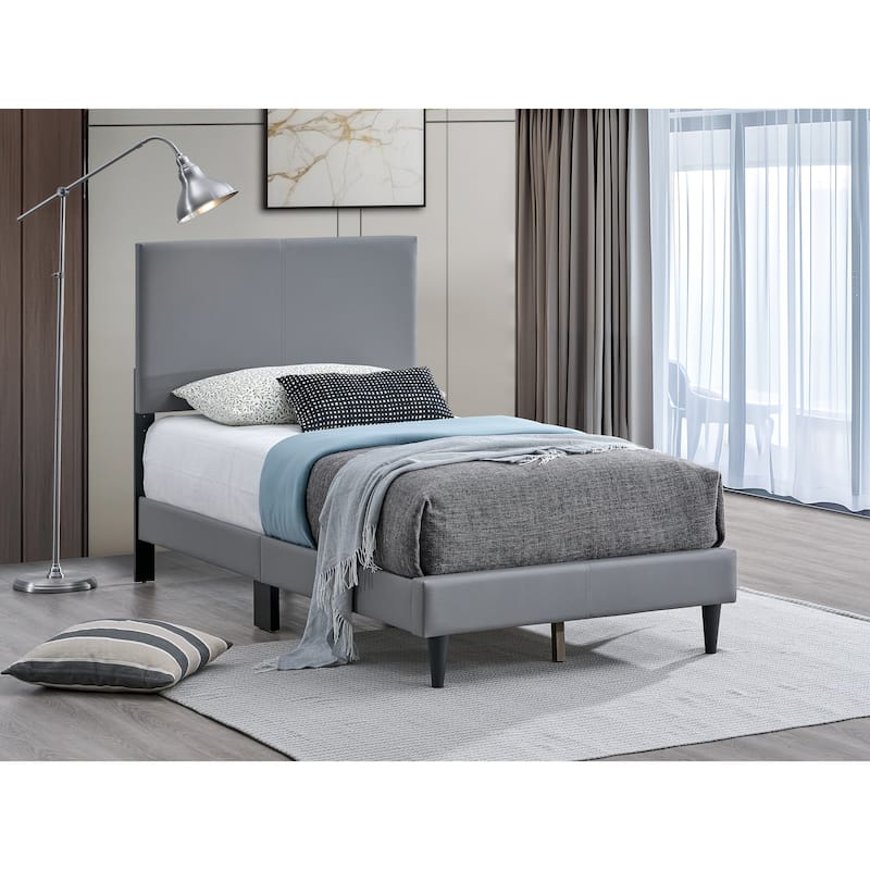 Glory Furniture Baron Upholstered PlatForm Bed - Grey - Twin