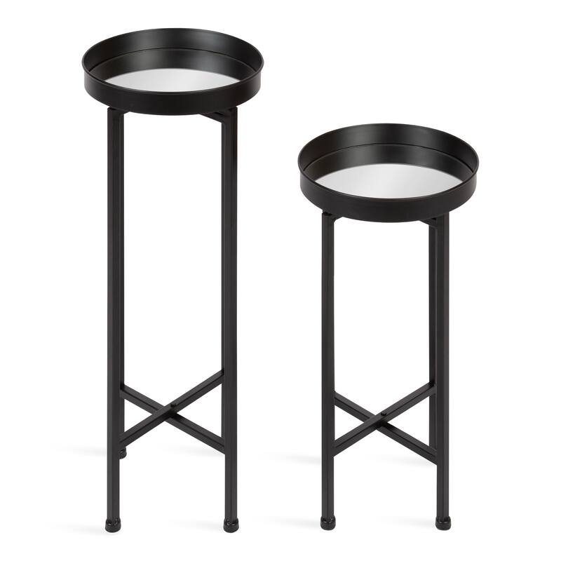Kate and Laurel Celia Round Metal Foldable Tray Table Set