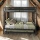 preview thumbnail 1 of 15, Kid Bed Frame Metal Twin over Twin Bunk Bed with Trundle,Wood Slat,2 Side Ladders Black