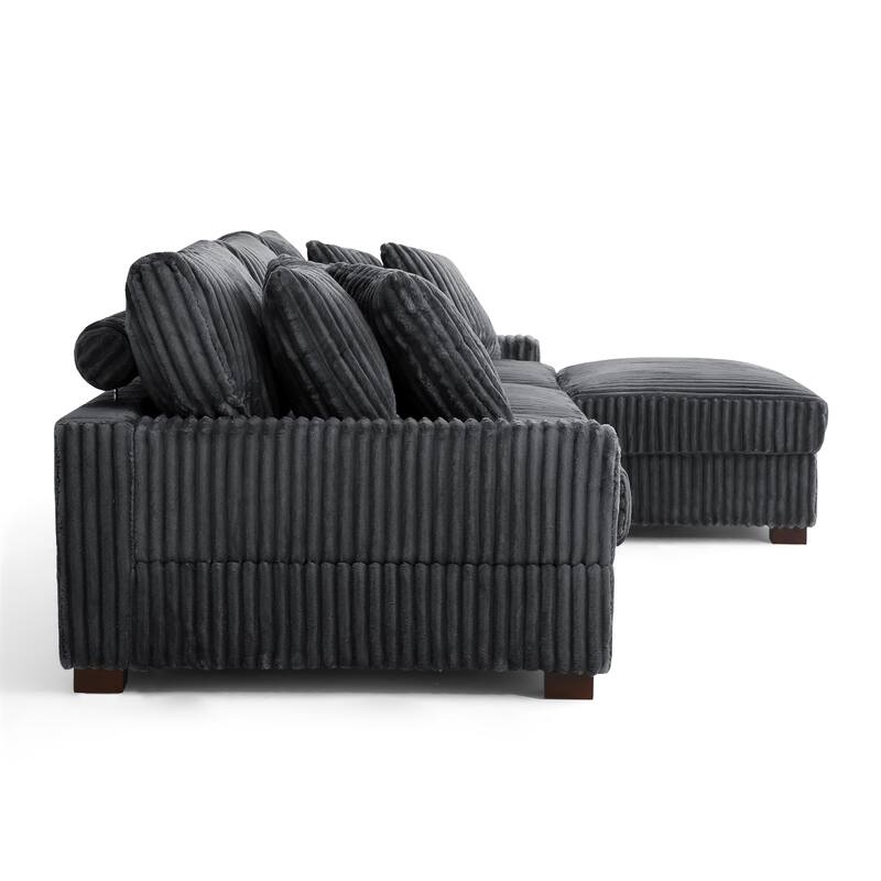Modular Sectional Sofa Set with Adjustable Headrests and Ottomans