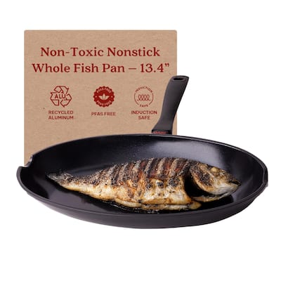 Alva Energy Ceramic Nonstick Fish Pan 13.4" Oval Frying Pan for Cooking Fish