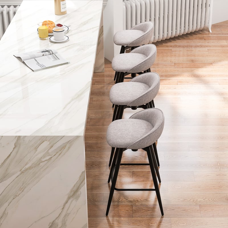 Gymax 25'' Upholstered Bar Stools Set of 4 w/ Footrest Backrest &