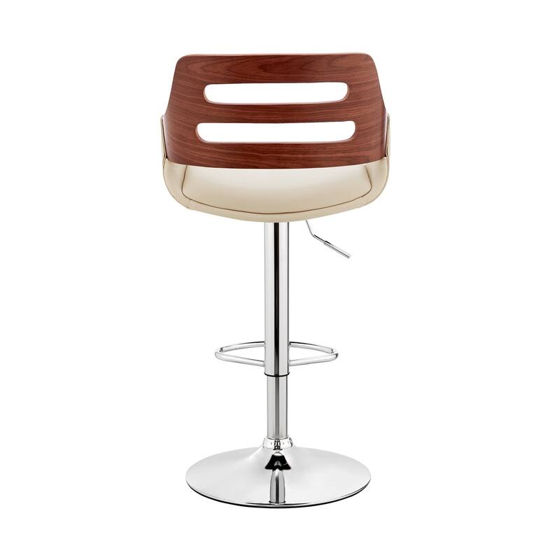 HomeRoots 25" Cream And Silver Iron Swivel Low Back Adjustable Height Bar Chair