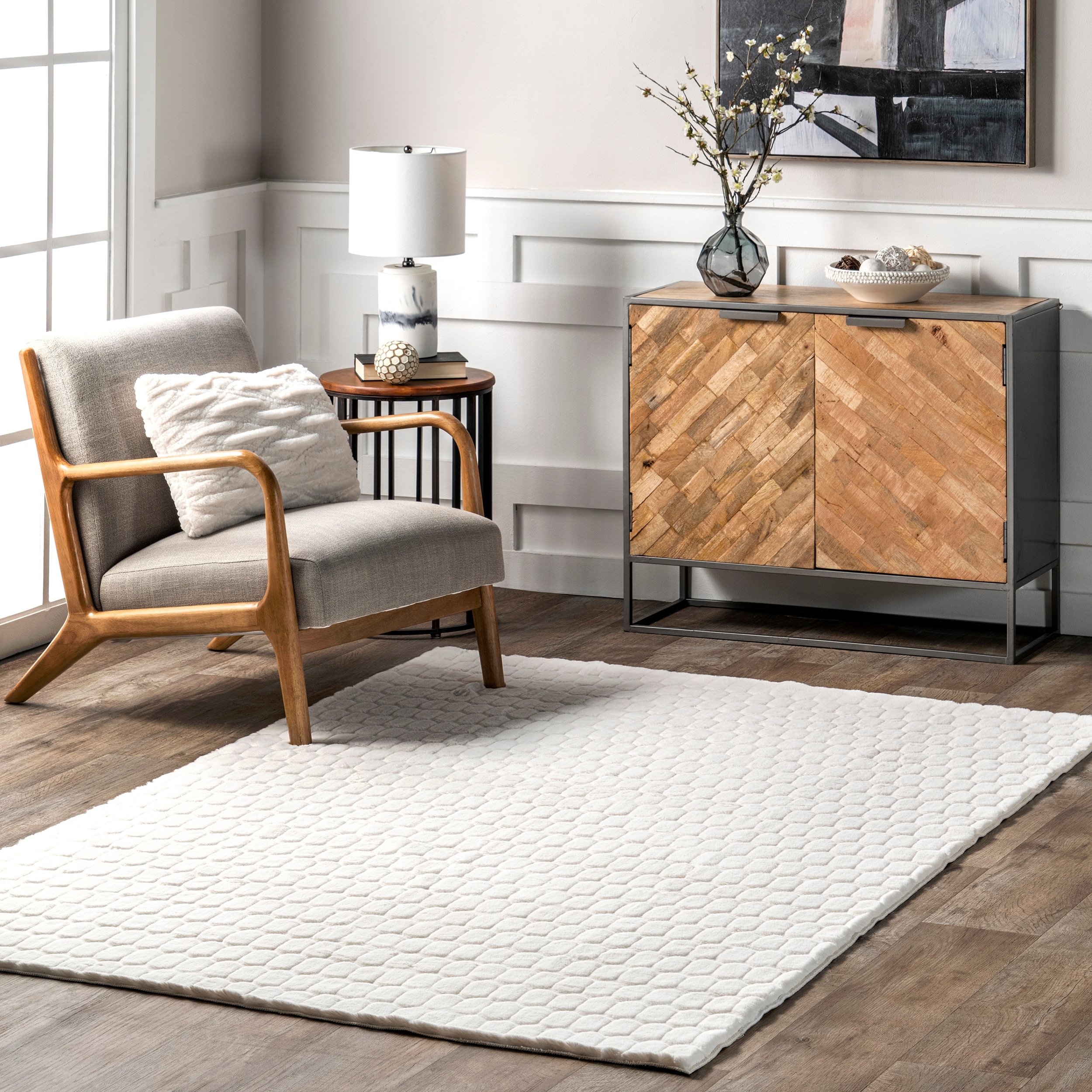 Nuloom Nia SuperiorWash Tile Faux Rabbit Machine Washable Area Rug