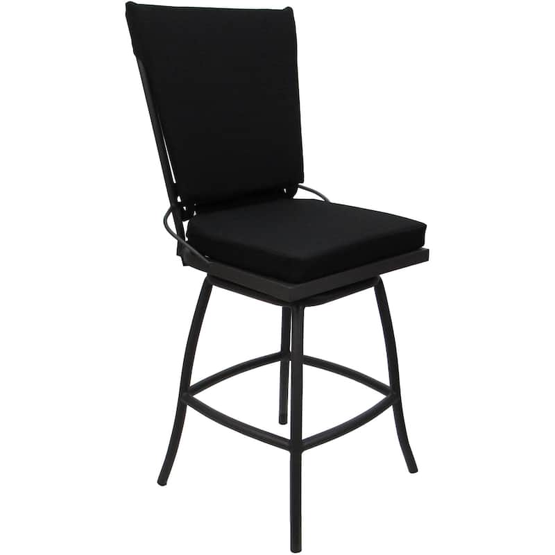 Outdoor Bar Stool Counter 26" 30" Extra Tall 34" - Jamey without Arms - Black Linen - Gray - Counter Height