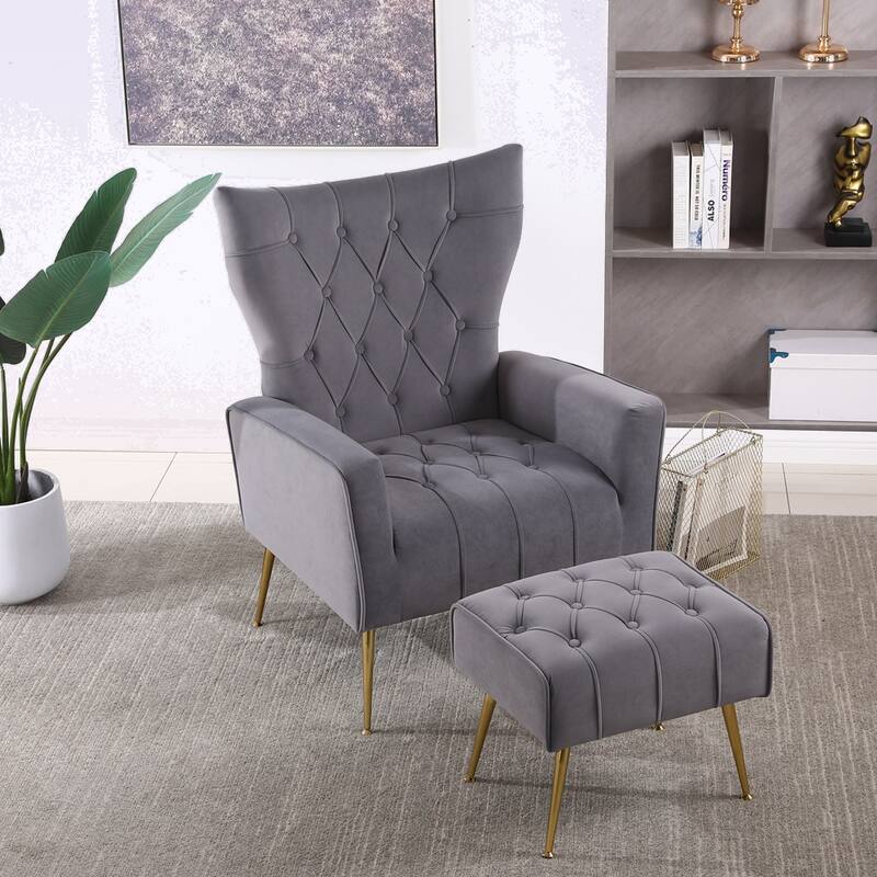 Modern Accent Chair with Ottoman for Living Room