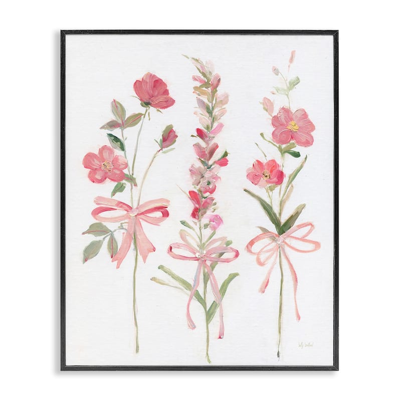 Stupell Pastel Pink Floral Sprigs Framed Giclee Art Design By Sally Swatland - 11 x 14 - Black