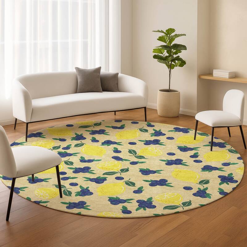 Machine Washable Indoor/ Outdoor Citrus Berry Chantille Rug