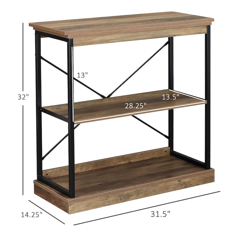 HOMCOM 2/4-Tier Industrial Style Storage Steel Wooden Shelf with a Robust Multi-Functional Design, Tall Organizer