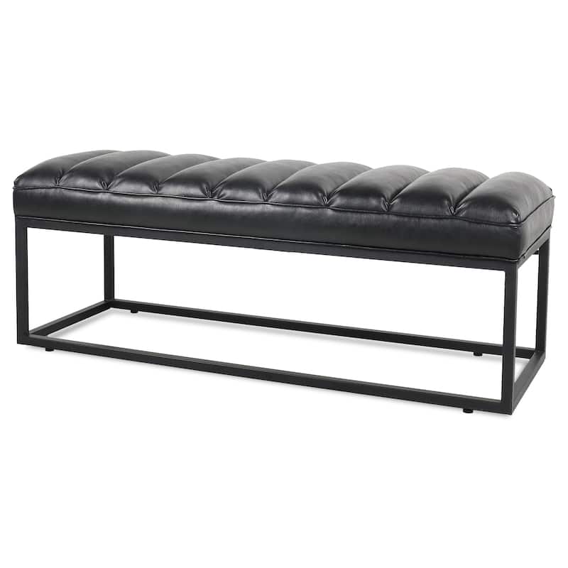Tala Modern Upholstered Bench with Metal Base by GDFStudio