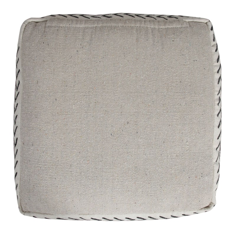 18" White and Black Chevron Stripe Square Pouf Ottoman