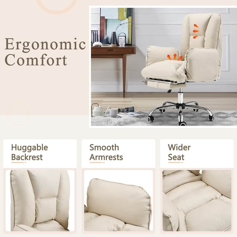 EROMMY Ergonomic Home Office Chair with High Back, Footrest, Lumbar Support, and Adjustable Height - Ideal for Vanity, Gaming