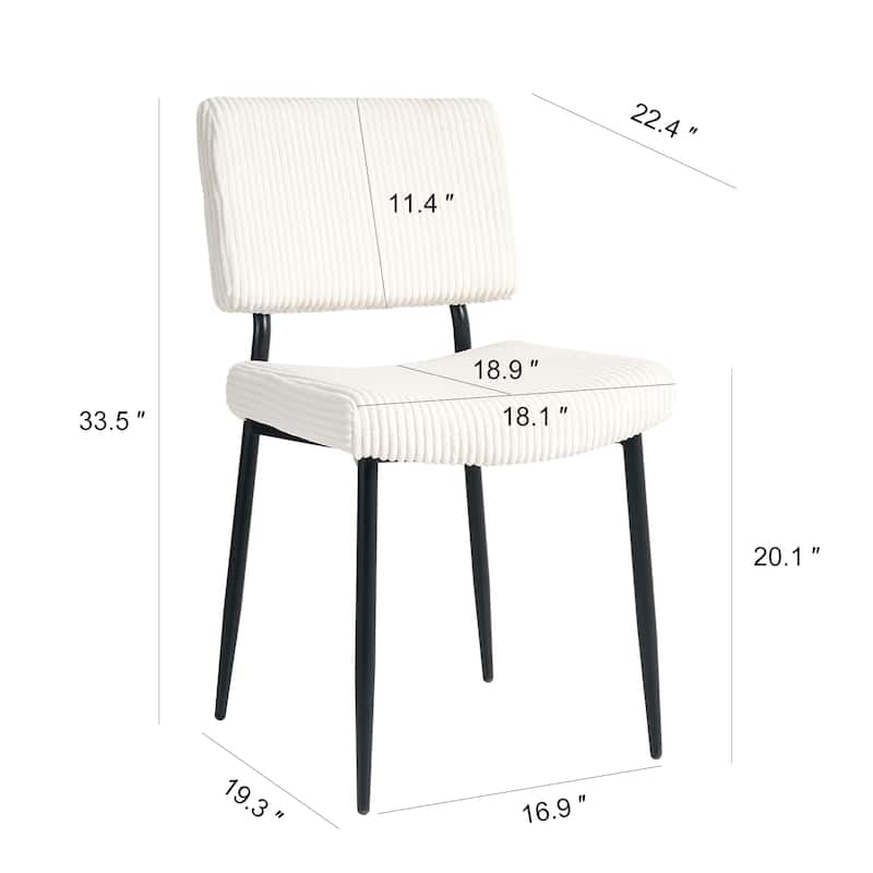 Modern Beige simple dining chair Fabric Upholstered Chairs home bedroom stool back dressing chair black metal legs(set o