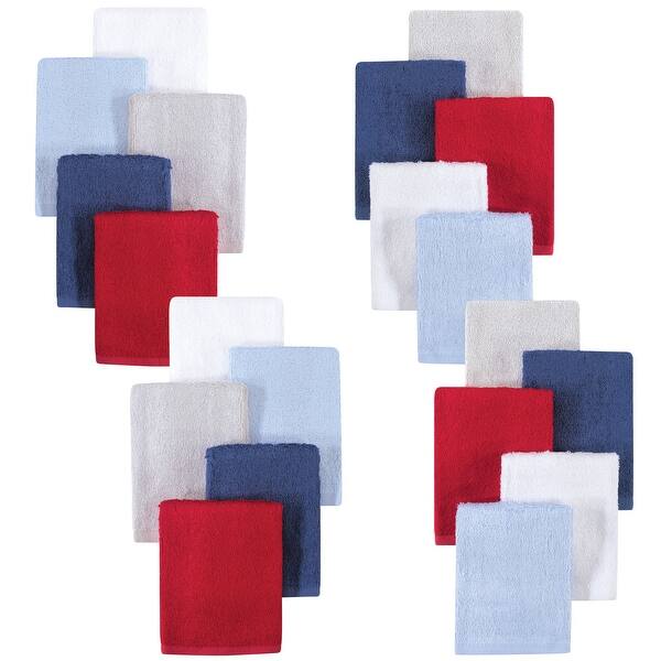 slide 1 of 1, Little Treasure Baby Boy Rayon from Bamboo Luxurious Washcloths, Blue Red 20-Pack, One Size - Blue Red 20-Pack - One Size