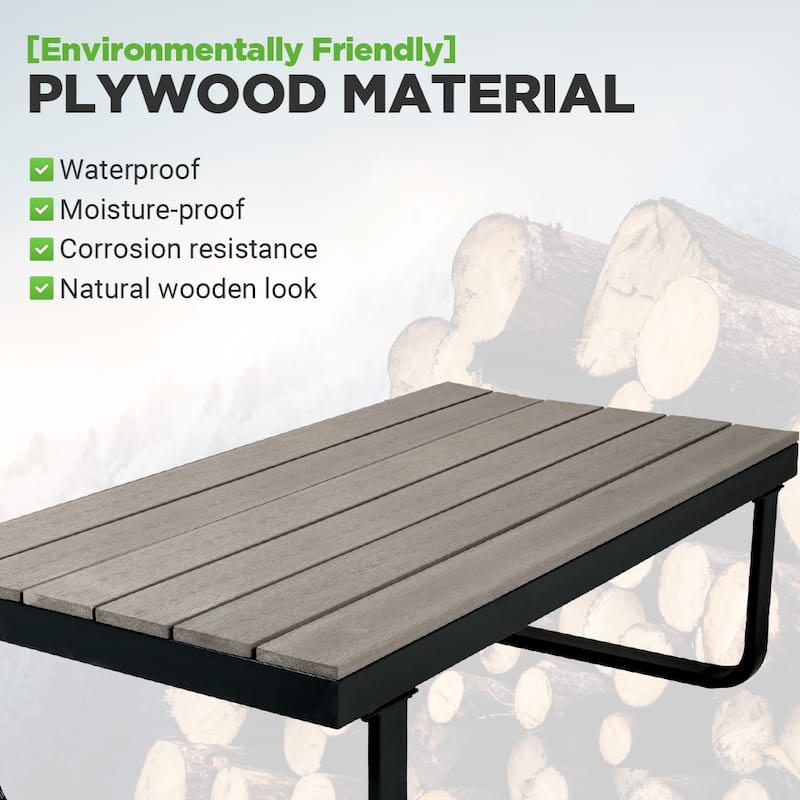 6 Person Outdoor L-Shape Metal Sectional Sofa Set with Cusions and Coffee Table
