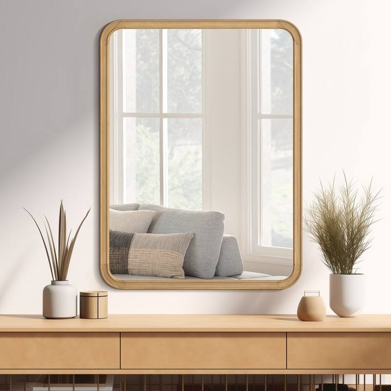 Pine Wooden Framed Standard Farmhouse Style Rectangle Wall Mirror