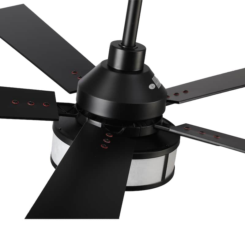 52" Modern Black Reversible Dimmable Integrated LED Ceiling Fan with Light and Remote - 52" W x 52" D x 17.72" H