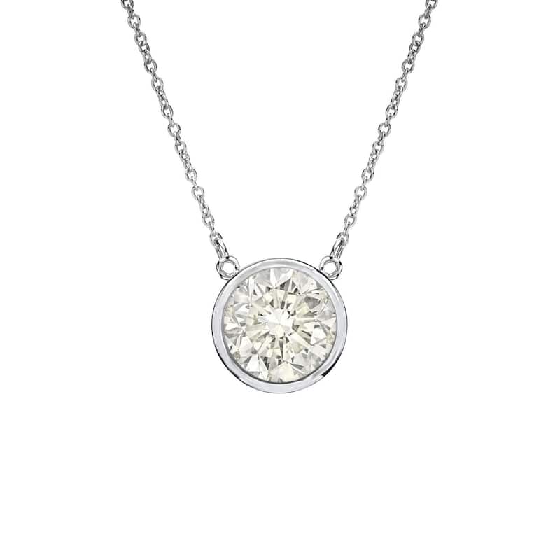 Auriya 14k Gold 1/2ctwRound Solitaire Diamond Necklace (J-K, I1-I2) - 5mm - White