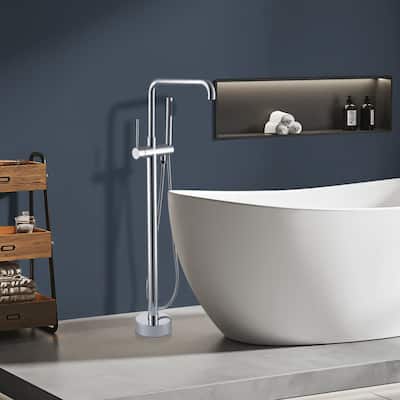 Topcraft Floor Mounted Bathtub Filler with Handheld Showerhead