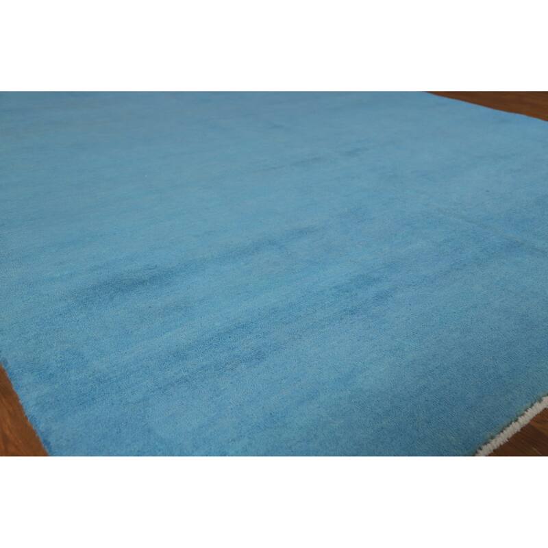 Hand Knotted Oriental 100% Wool Carpet Modern Solid Navy Blue & Blues Gabbeh Area Rug - 10' 1'' X 7' 2''