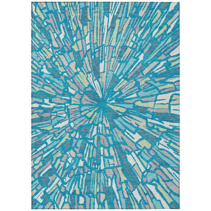 Machine Washable Indoor/ Outdoor Modern Zip Chantille Rug