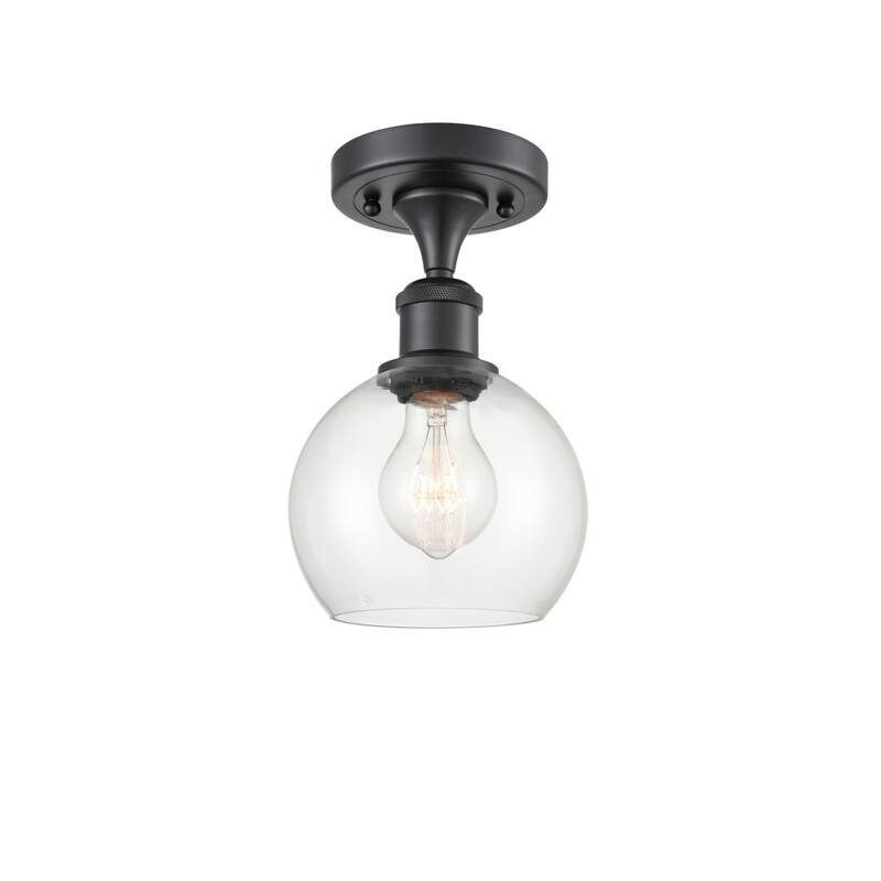 Innovations Lighting 516-1C-10-6 Athens Semi-Flush Athens Deco Swirl - Matte Black / Clear