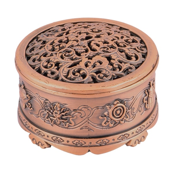Home Alloy Hollow Design Incense Burner Container Champagne Color 6cm Inner Dia