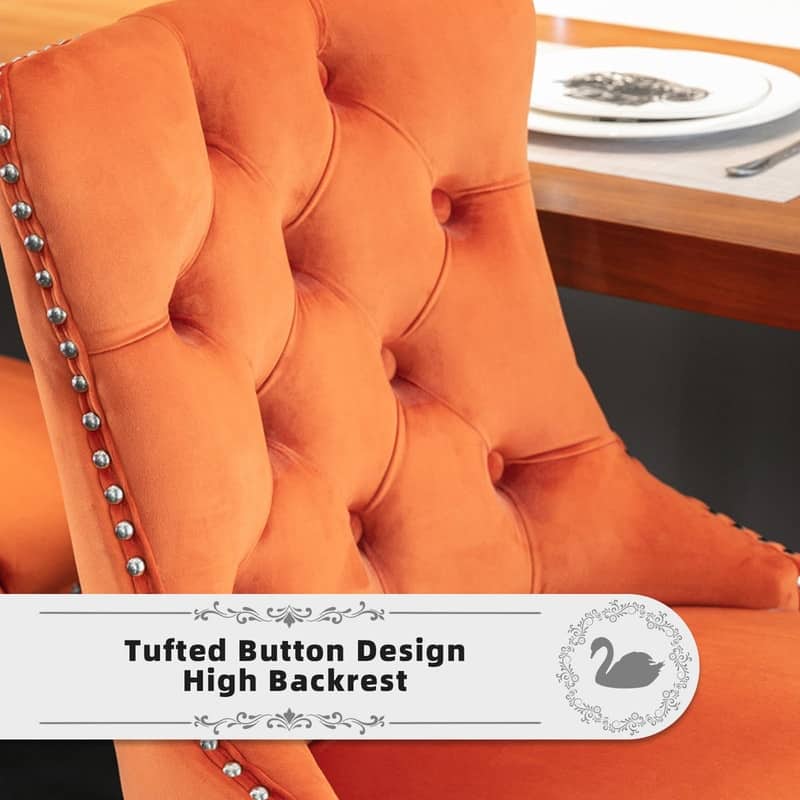 Wing Back Velvet Tufted Nailhead Barstools(Set of 6)