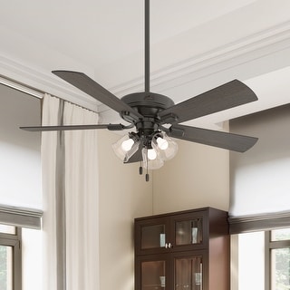 Hunter 52" Crestfield Ceiling Fan with 3-Light LED Light and Pull Chain - Farmhouse, Casual, Rustic