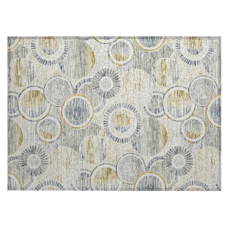 Machine Washable Indoor/Outdoor Contemporary Wheels Chantille Rug