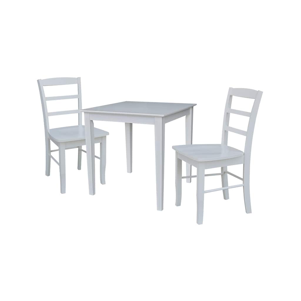 Solid Wood Dining Table with Two Madrid Chairs in White - (Set of 3)